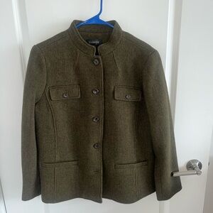 Talbots Women's Olive Green Wool Blend Military-Style Jacket